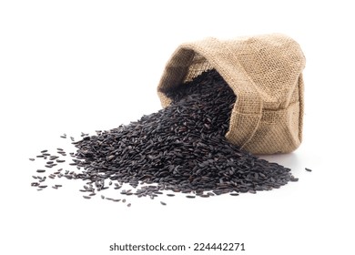 Black Sticky Gaba Rice Isolated On White Background