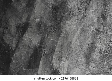 Black Stone Background, Dark Grey Cement Texture With Flour. Layout With Free Text Space. Backdrop For Cooking Food. Top View, Flat Lay