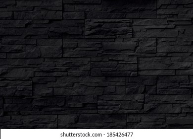 Black Stone Wall Background Or Texture