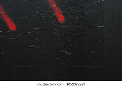 Black Street Poster Texture With Wrinkles And Red Graffiti Spray Paint Line Features 