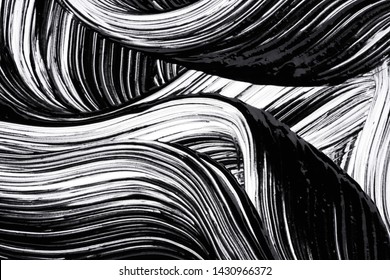 Black strokes and texture of mascara or acrylic paint on a white background
