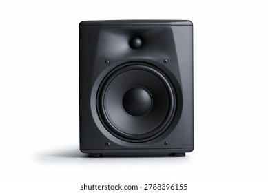 Black studio speaker front view isolated
