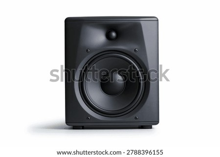 Black studio speaker front view isolated