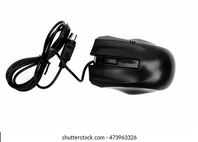 Black stylish computer mouse isolated on white. Concept of technology. Less is more.