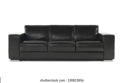 Black Stylish Couch On Isolated White Background