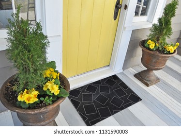 Black Stylish Square Patterned Welcome Entry Door Mat