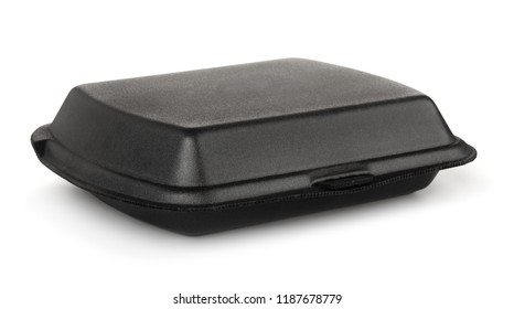 Black Styrofoam Food Container Isolated On White