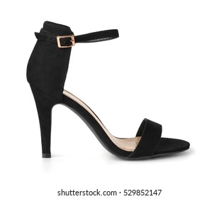 Black Suede High Heel Shoe Isolated On White