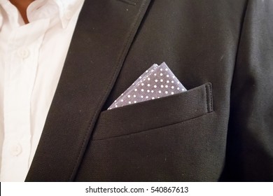 Black Suite With Pocket Square