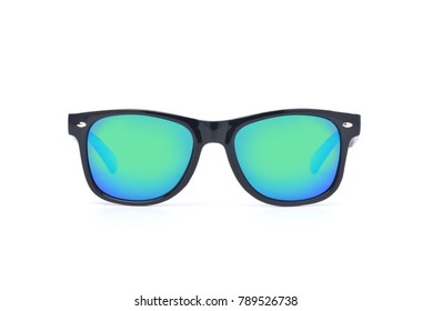 Black sunglasses with Multicolor Mirror Lensisolated on white background