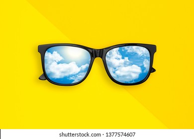 Black Sunglasses Reflection Cloud On Sky Stock Photo 1377574607 ...