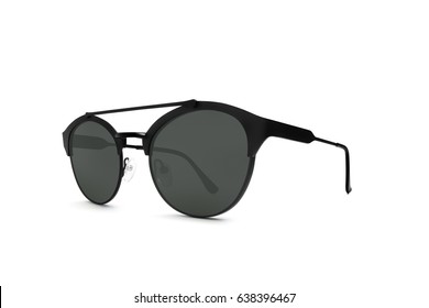 black sunglasses shaded lenses isolated white background 