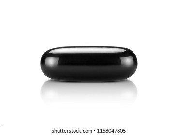 black supplement capsule isolated on white background with clipping path