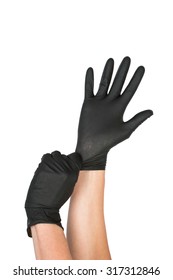 Black Surgical Latex Glove. Stock Image Macro.