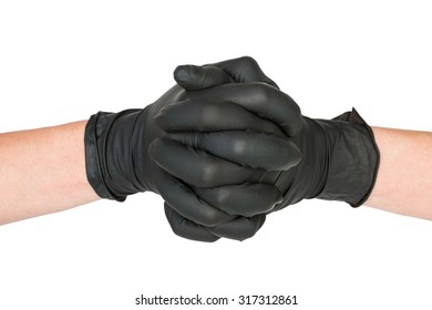 Black Surgical Latex Glove. Stock Image Macro.