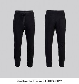 black sweatpants Front and back view isolated on white background