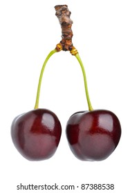 Black Sweet Cherry  Isolated On A White Background