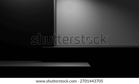 black table empty podium display for products and advertisement - luxury black place background for presentations and placement with spotlight and minimalistic forms. Showcase tabletop studio display