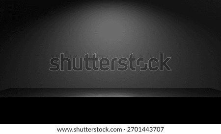 black table empty podium display for products and advertisement - luxury black place background for presentations and placement with spotlight and minimalistic forms. Showcase tabletop studio display