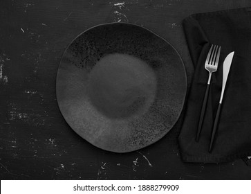 Black Table Setting From Above