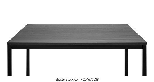 Black Table. Wooden Board, Metal Legs.