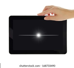 Black Tablet With Turned Off Screen Isolated On White 