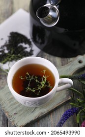 Black Tea Brew And Fresh Lemon Thyme