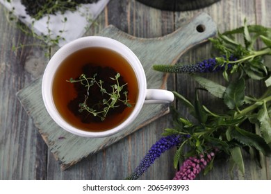 Black Tea Brew And Fresh Lemon Thyme