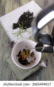 Black Tea Brew And Fresh Lemon Thyme