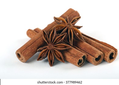 Black Tea, Cinnamon Sticks And Anise Star - Homemade Chai Tea Ingredients Closeup