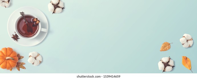 Black Tea With Cinnamon Sticks And Star Anise - Overhead View