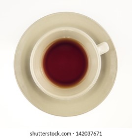 Black Tea In Cup Isolated On White Overhead Shot