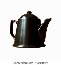 Black Tea Pot, Isolated On White Background