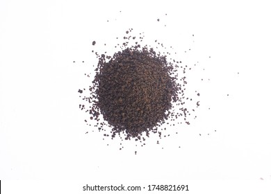 Black Tea Powder or dry dust tea powder, chai patti isolated on white background