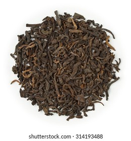 Black tea Yunnan Pu-Erh blend isolated on pure white