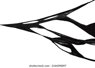 Black textile, sticky slime isolated on white background