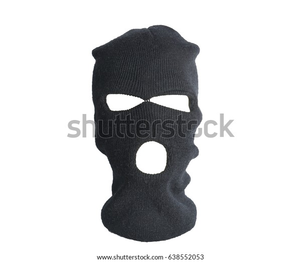 Black\
thief hat, balaclava isolated on white\
background