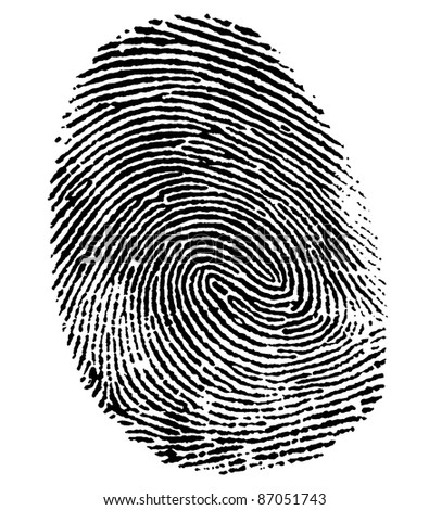 a black thumb fingerprint in white back