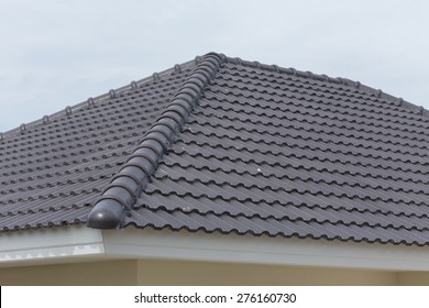 Black Tile Roof On A New House