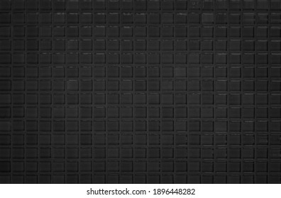 Black Tile Wall High Resolution Real Photo Or Brick Seamless  Pattern And Texture Interior Room Background. Dark Grid Tiles Wall Texture For The Decoration Of The Bedroom, Home Or Office Backdrop.