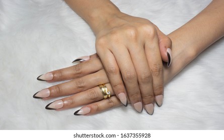  Black Tip French Manicure Stilleto Nails