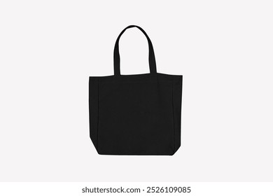 Black tote cloth handbag with isolated on white background, reusable bag.