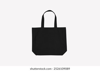 Black tote cloth handbag with isolated on white background, reusable bag.