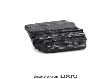 Black Tourmaline Stone Isolated On White