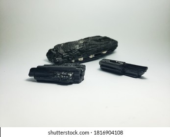 Black Tourmaline Stone On White Background