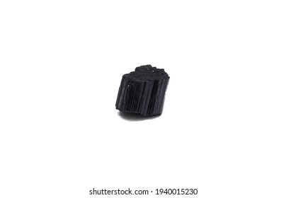 Black Tourmaline Stone On White Background.