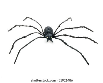 Black Toy Spider Isolated On A White Background