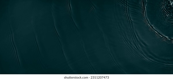 Black transparent clear calm water surface texture with ripples, splashes. Abstract nature banner background. Dark grey water waves in sunlight Copy space Cosmetic moisturizer micellar toner emulsion - Shutterstock ID 2311207473