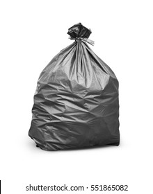 Black Trash Bag On White Background