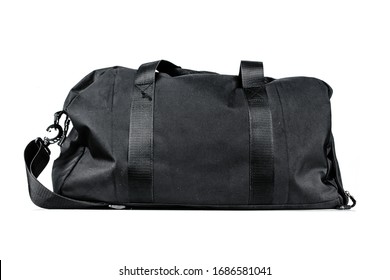 black travel bag isolated on white background. Travel concept
